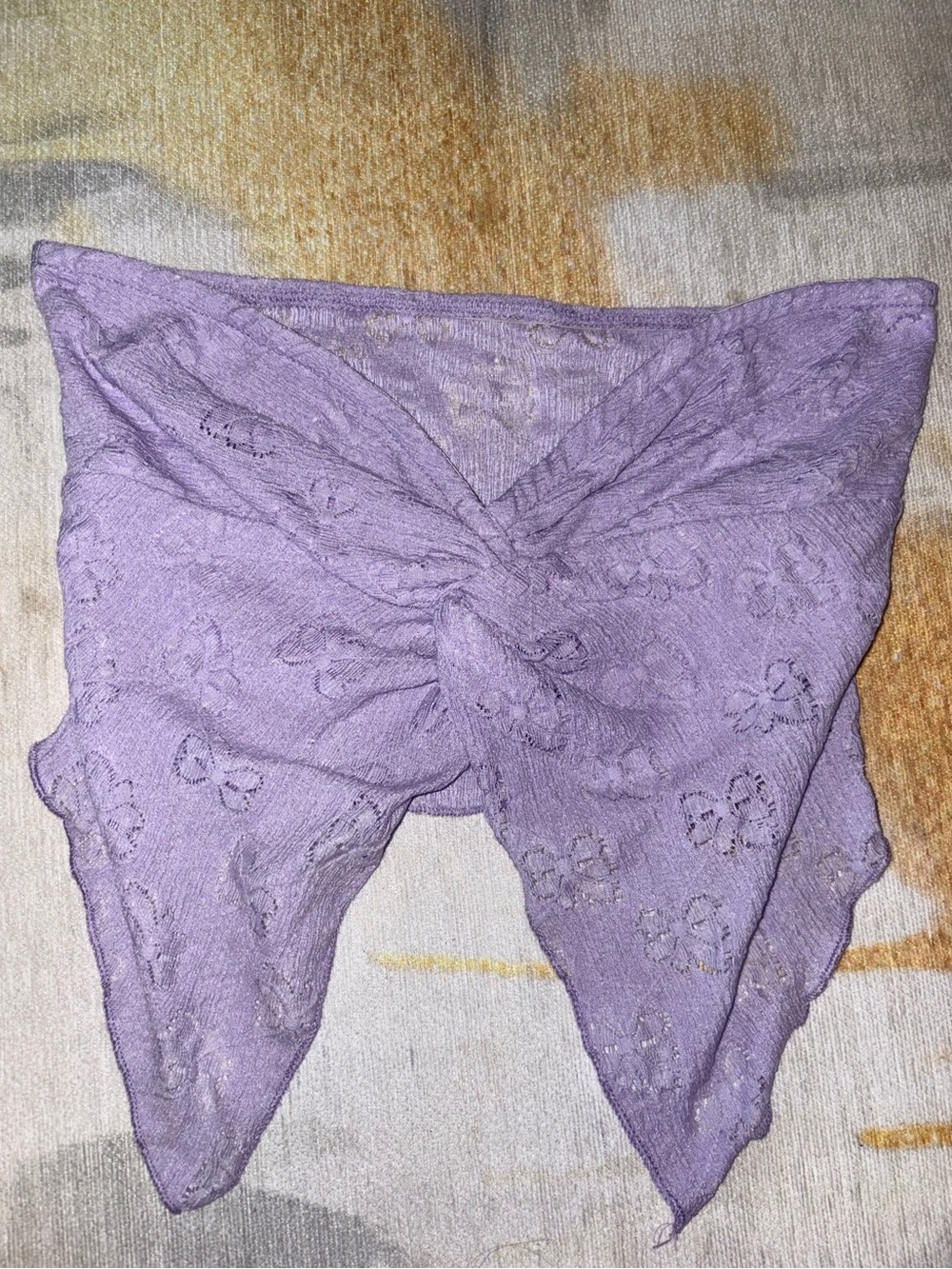 SHEIN Lavender Laced Twist-Front Crop Top